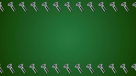 metallische schrauben, schraubenmuster, grüner rand, rahmen, hintergrundschleife