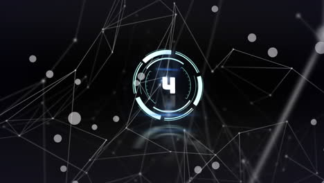 animation of countdown with network of connections over black background