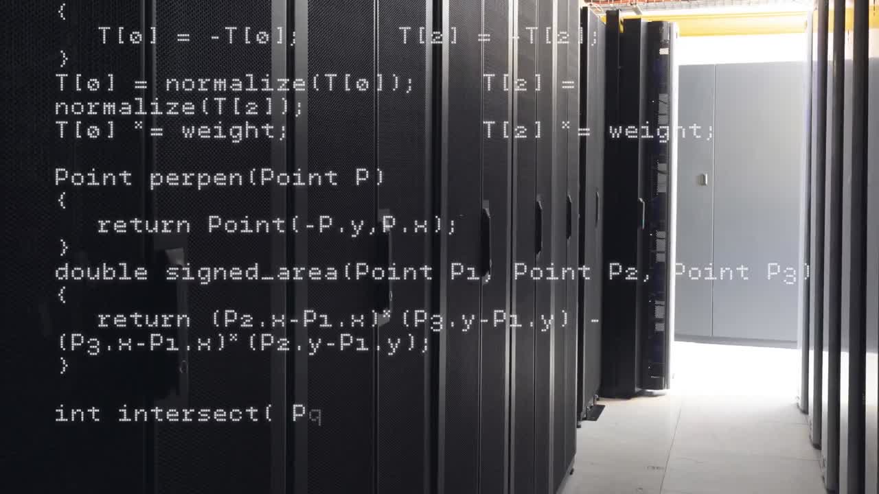 Animation of data processing over server room