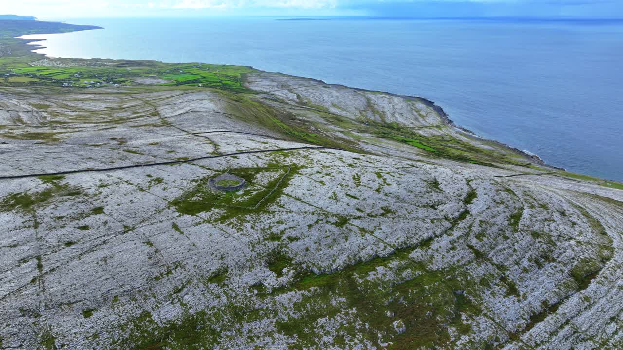 Ireland epic locations drone sunset at The Burren Clare limestone landscape on the Wild Atlantic way summer evening
