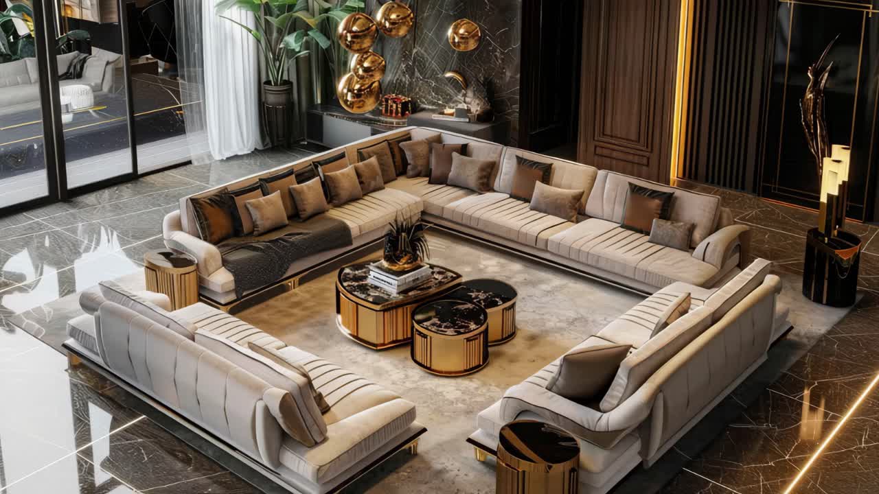 diseño de interiores de salas de estar modernas de lujo