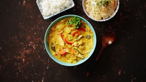 pollo al curry amarillo tradicional chino o tailandés