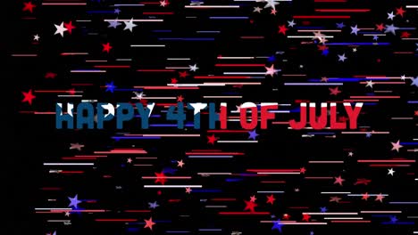 independence day text against colorful lines and stars in background