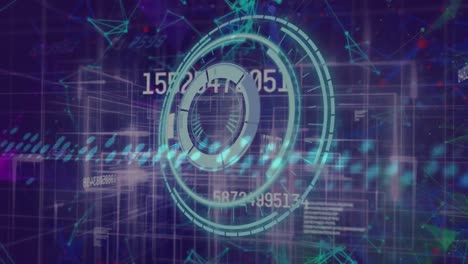 animación del escaneo de alcance sobre el procesamiento de datos y la red de conexiones