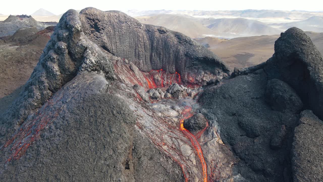 아이슬란드 fagradalsfjall 화산 폭발 공중 무인 항공기