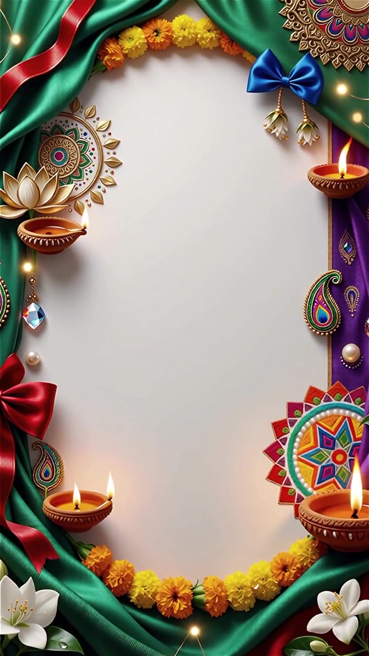 Sfondo del Festival Diwali con lanterne e decorazioni tradizionali Diyas.