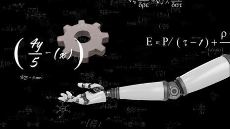 animación del engranaje y el brazo del robot sobre el procesamiento matemático de datos