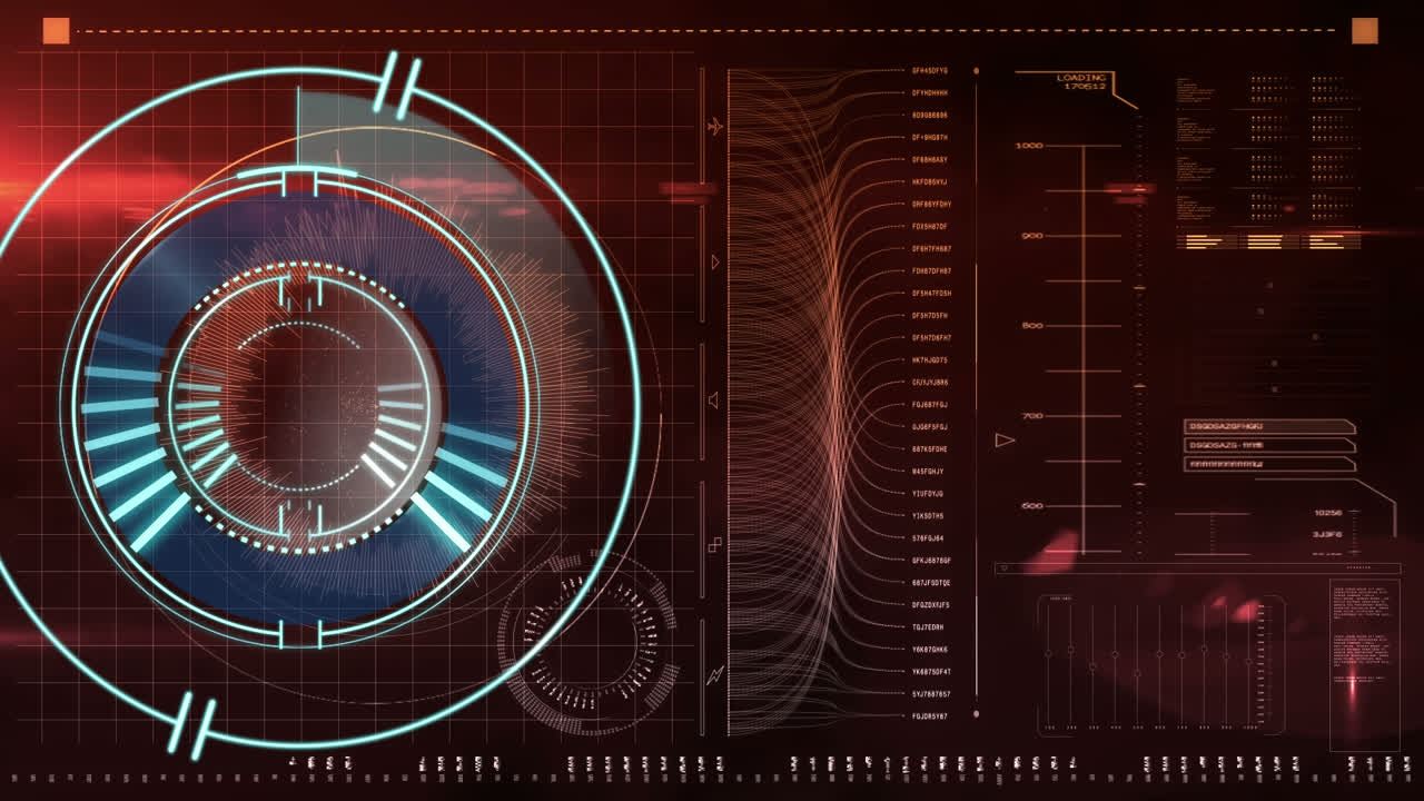 animación del escaneo del alcance sobre el procesamiento de datos sobre fondo negro