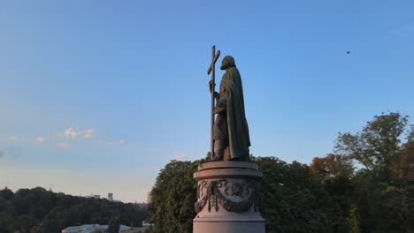 ukraine, kiev in the morning at dawn - monument to vladimir the great