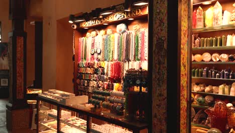 colorful accessories and souvenirs on display