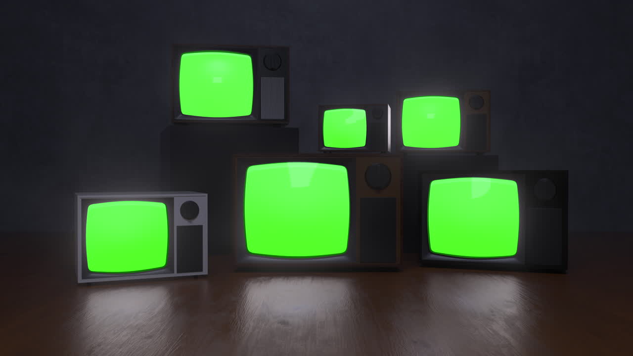 녹색 화면으로 된 레트로 텔레비전