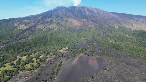 Mount-Etna-Craters-and-Volcano-in-Sicily,-Italy---Aerial-4k