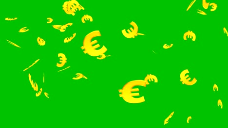 signs of euro falling on the green screen