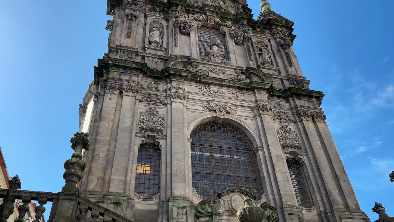 Clerigos Church filmed in a sunny day during spring.