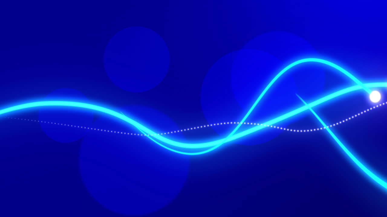 Abstract blue background with neon lines and circles