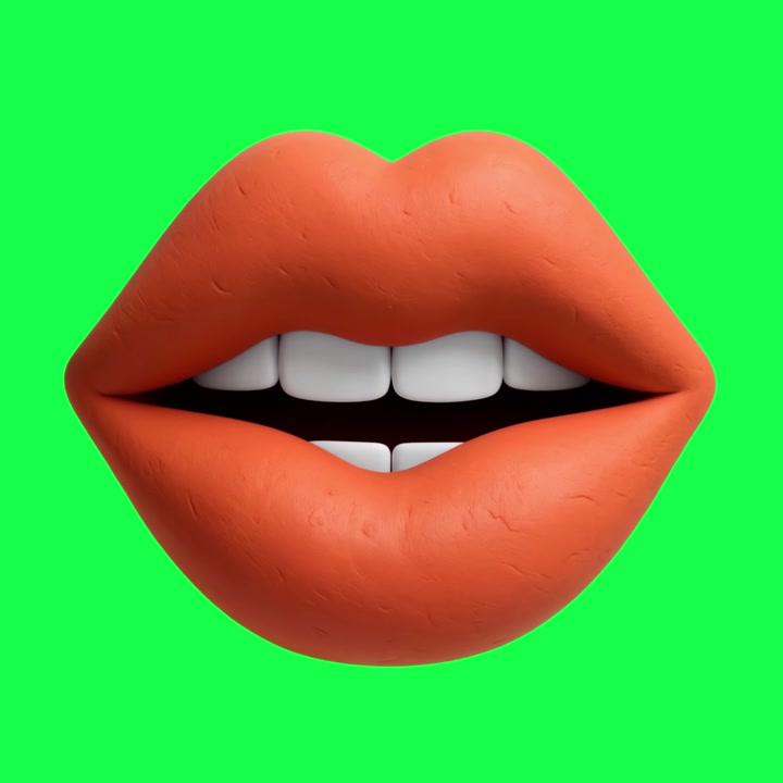 Labbra di argilla animate in 3D parlanti su schermo verde