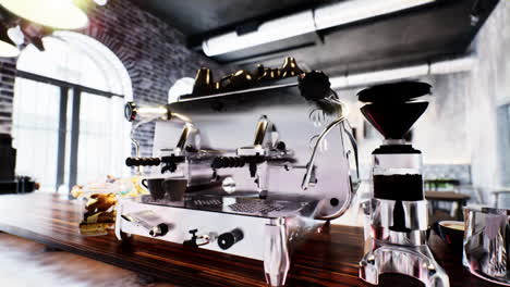 máquina de café lista para hacer café caliente