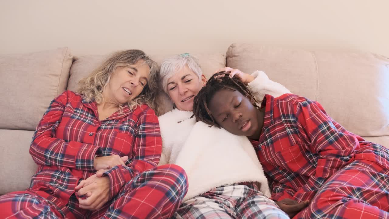 Family relaxing on the couch