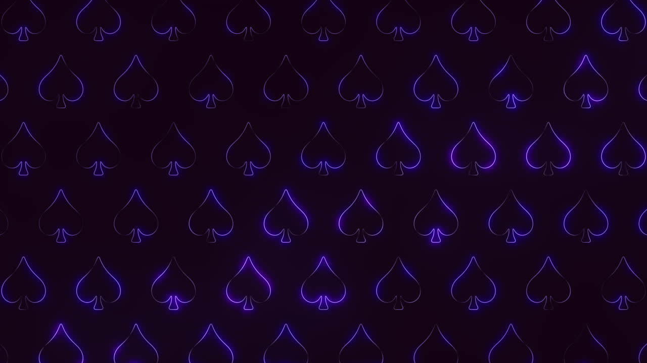 Neon spades card pattern in rows
