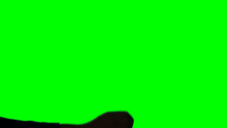 person making hand gesture against green screen background