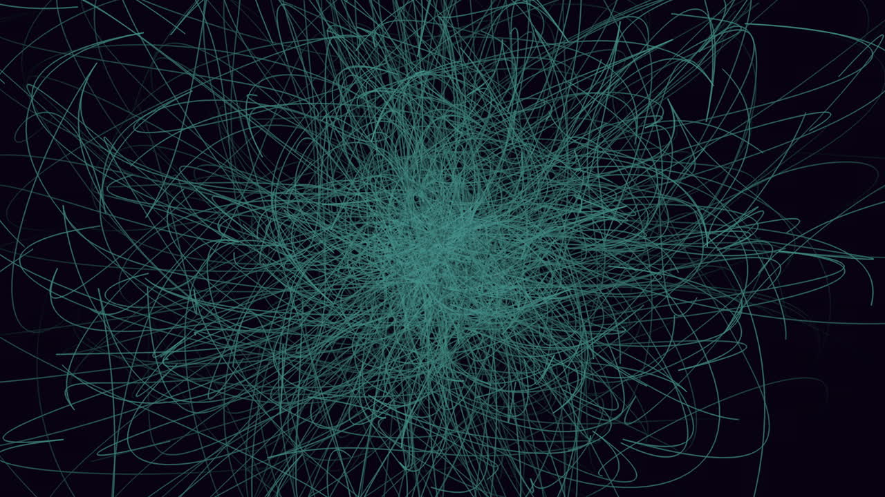 검은 바탕에 파란색과 초록색의 역동적인 소용돌이