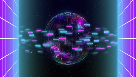 animación de la red de conexiones y procesamiento de datos en todo el mundo