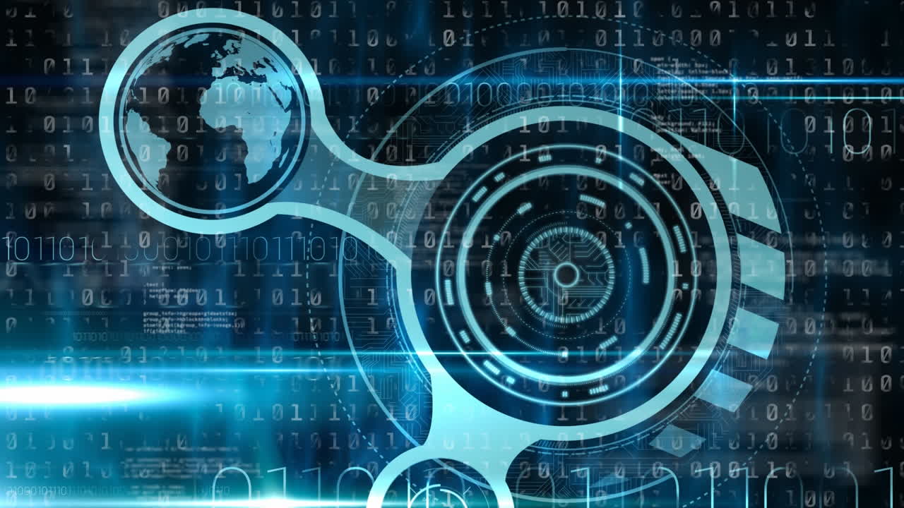 Animation of data and world map in blue background