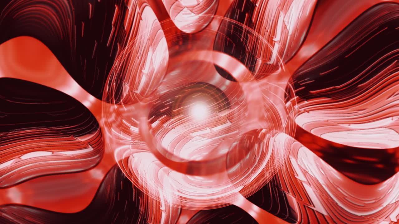 4k 3d render con arte abstracto video de animación 3d con curva esférica orgánica surrealista redonda ondulada suave y compleja objeto o sustancia biológica dinámica en estructura futurista de ciencia ficción de alta tecnología.