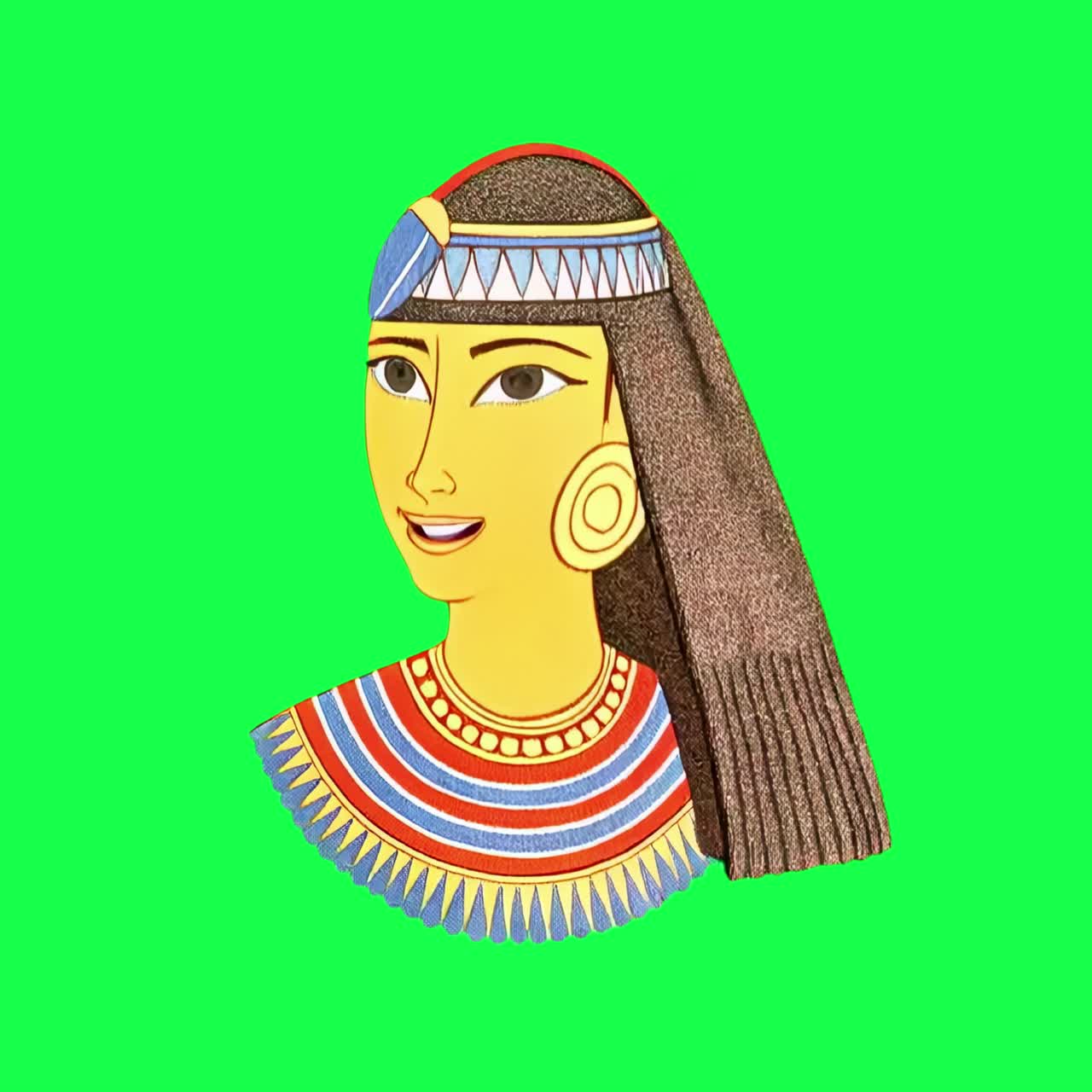 Animazione di illustrazione di una donna egizia antica, video 4K trasparente, green screen