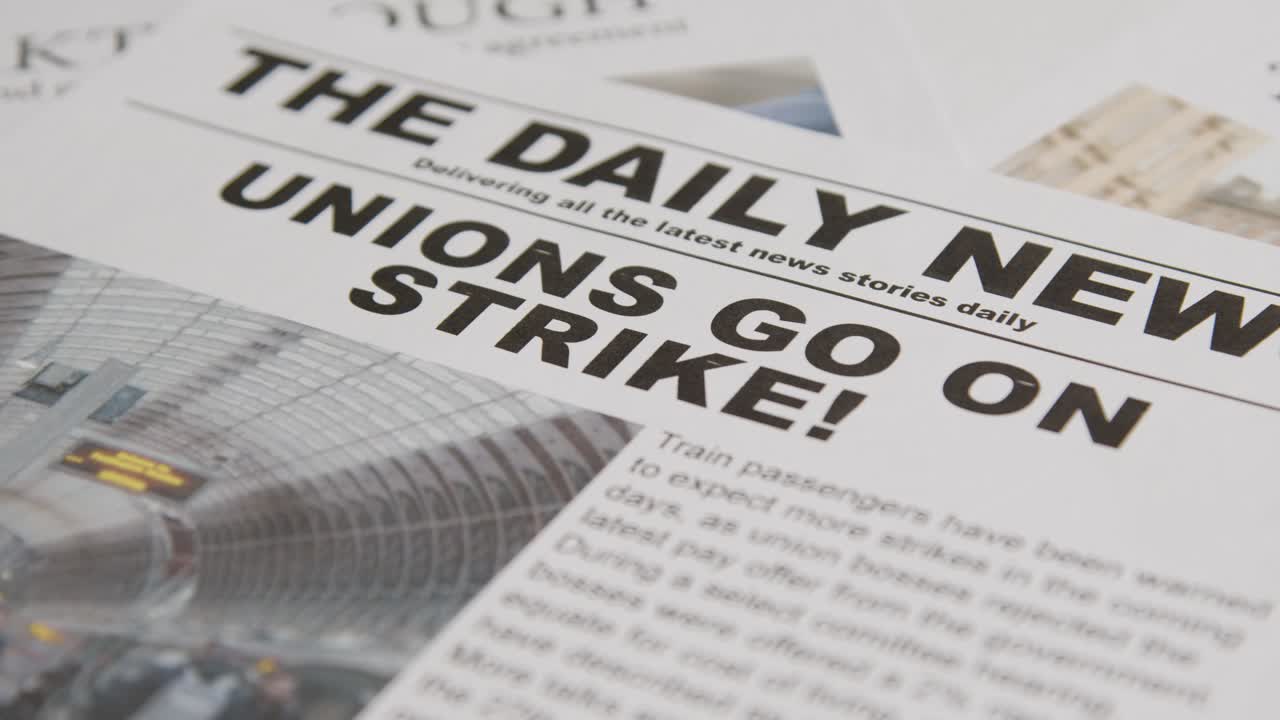 노동 조합 분쟁에서 철도 파업 조치를 논의하는 신문 헤드라인 3