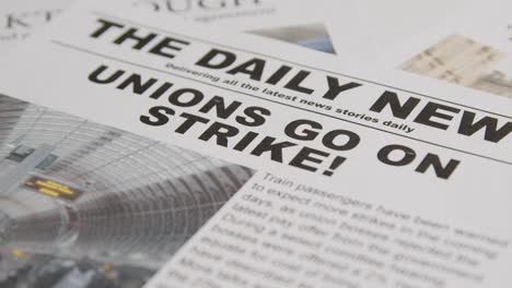 newspaper headlines discussing rail strike action in trade union dispute 3