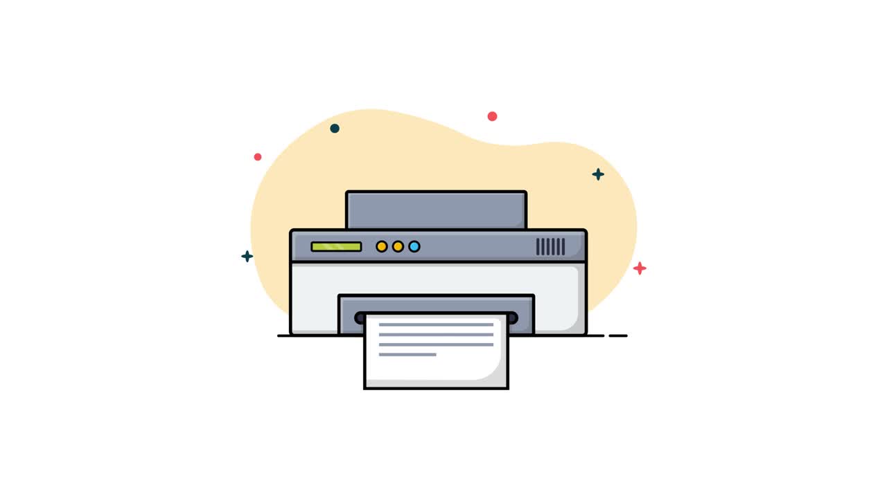 Animated Printer Printing Document Pages