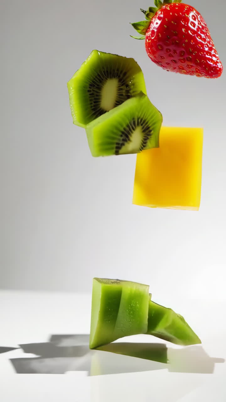 Cubetti di frutta fresca volanti
