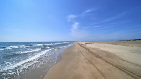 mediterranean sea and sandy empty beach during lockdown france