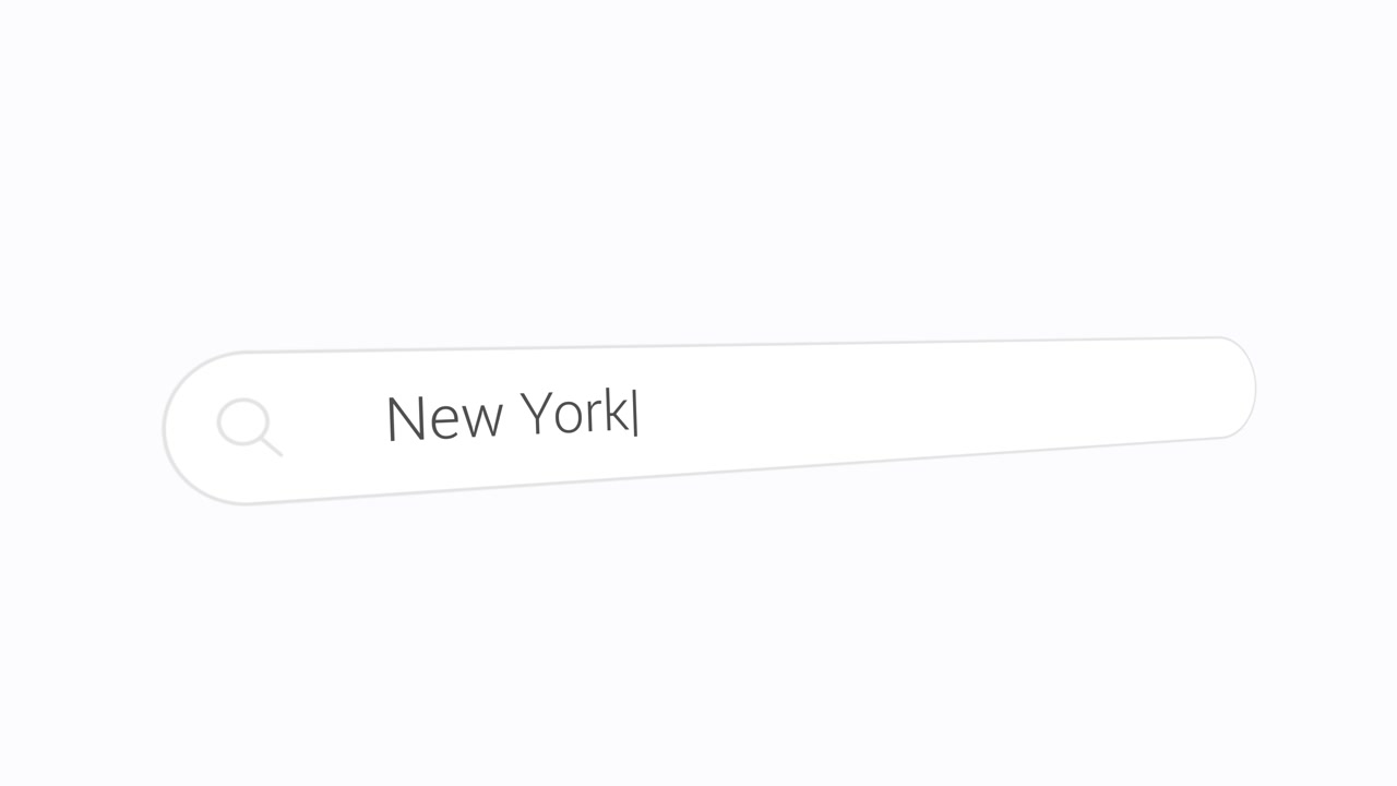Typing New York On Search Engine - The Empire State In United States Of America.
