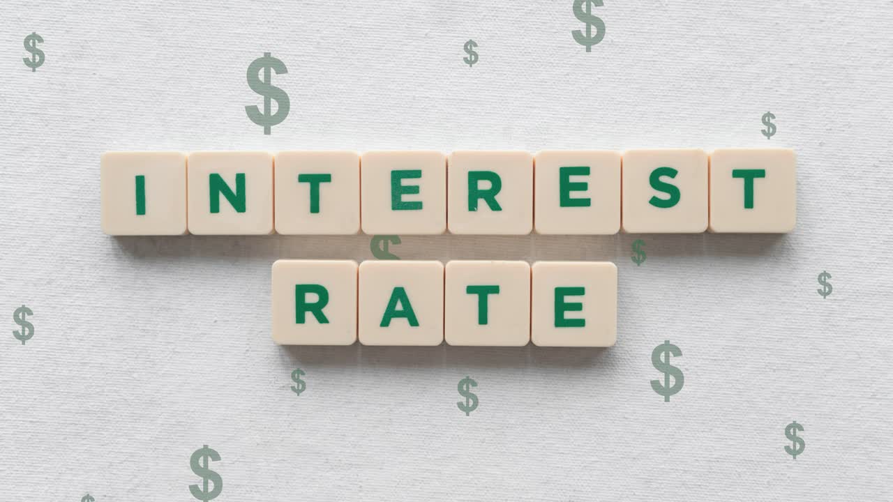 Interest Rate Going Up With Dollar Signs Moving In The Background
