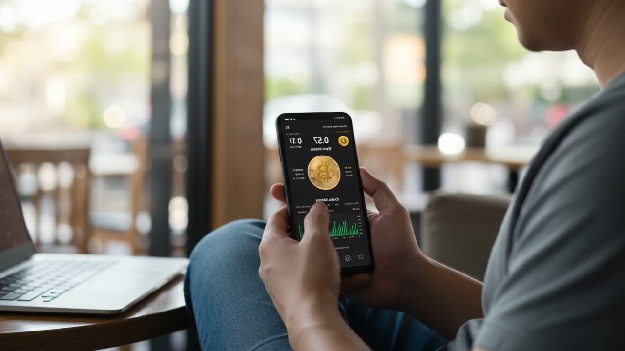Exploring Crypto Trends: User Analyzes Cryptocurrency Performance and Market Changes on Mobile App with Live Data and Interactive Features
