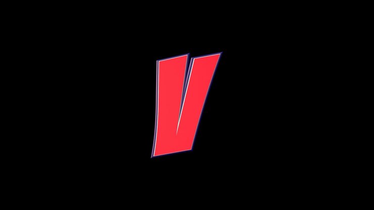 V Alphabet Comic Letter, with Alpha Matte, Loop