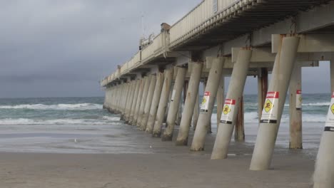 stormy day at the beach pier