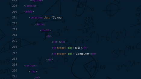 Animation of digital data processing over dark background