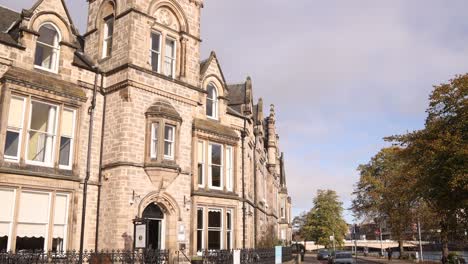 stone facade of town homes in inverness, scotland in the highlands