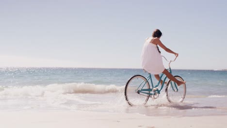 woman doing bicycle
