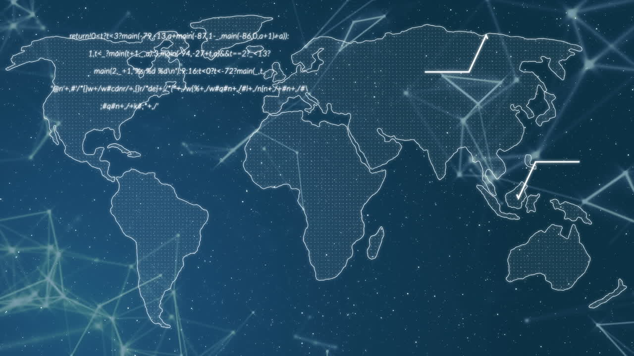 animación de la red de conexiones sobre el mapa del mundo