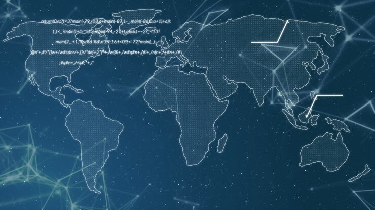 Animation of network of connections over world map