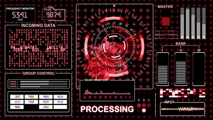 Futuristic interface - red gamma - HUD technological background