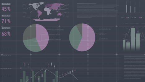 animación del procesamiento de datos sobre cuadrícula sobre fondo negro