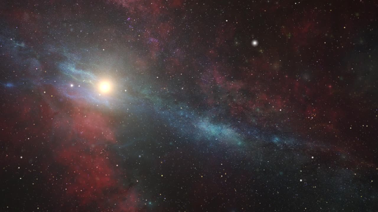 Nebula shines and moves in space