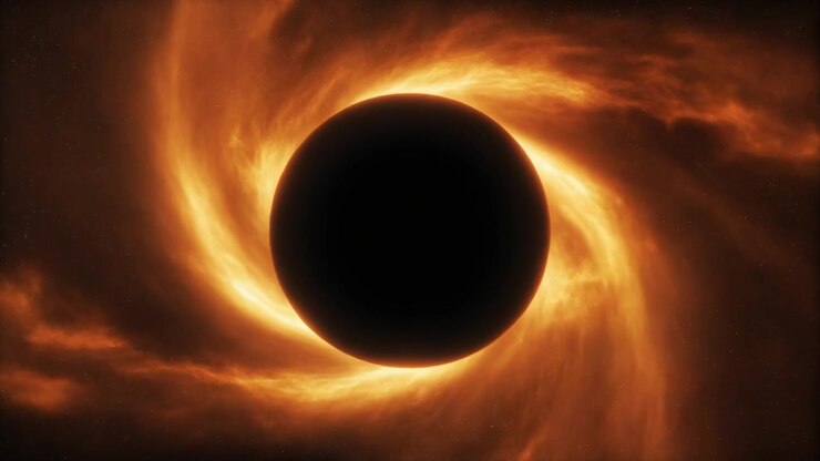 Cinematic Animation of a Rotating Black Hole in Deep Space
