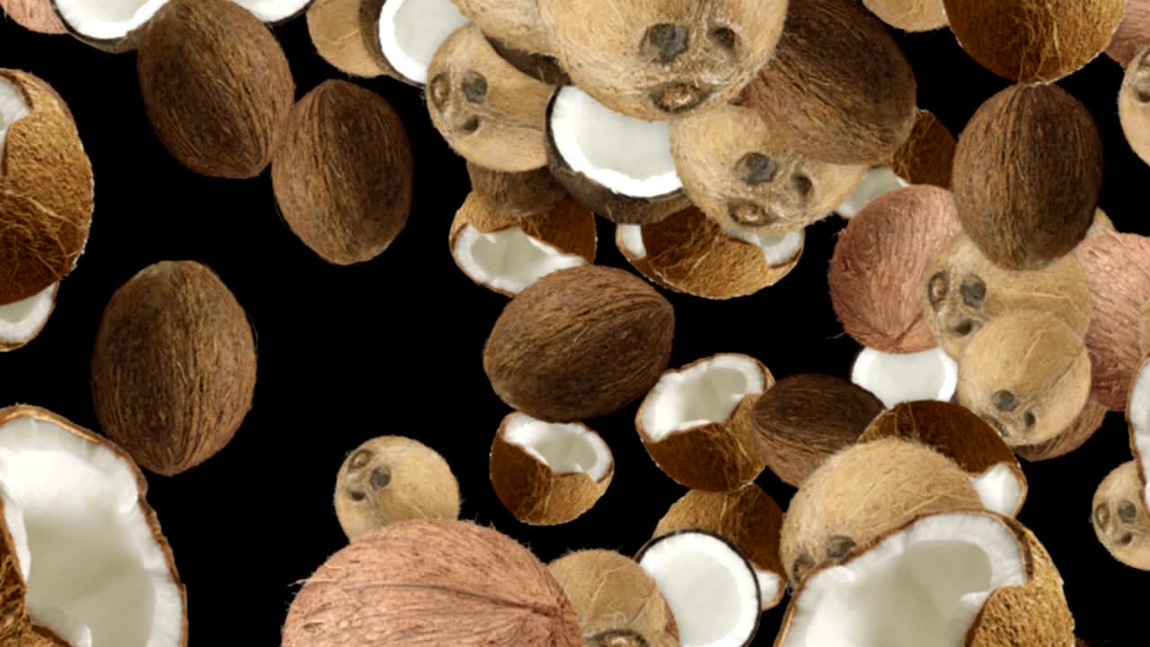 el fondo de los cocos que caen, bucle, 60 fps, con canal alfa