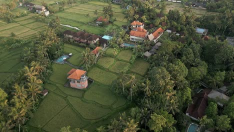 Areal-footage-over-Luxury-Villa-in-Ubud,-Bali